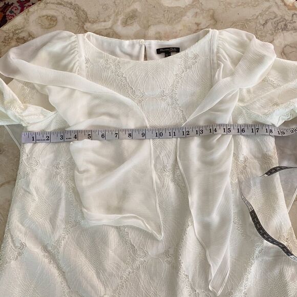 Massimo Dutti White Lace Overlay & Chiffon Boho Blouse - Picture 12 of 13